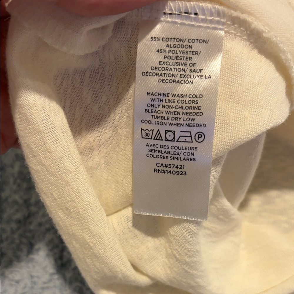 LOFT Cream V-Neck Blouse with Button Front - Picture 8 of 8